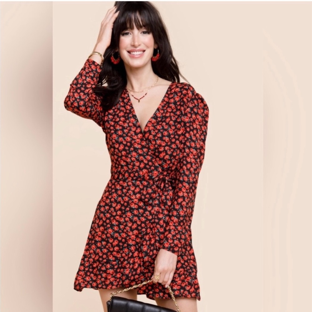 Miami Red Floral Long Sleeve Dress